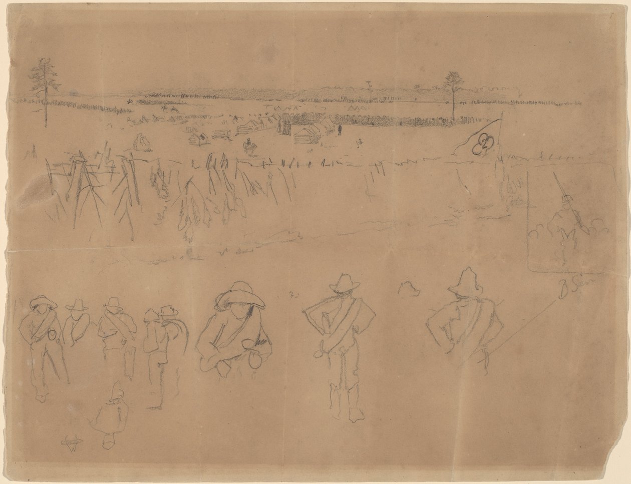 Alignements et tranchées [recto], 1864 - Winslow Homer