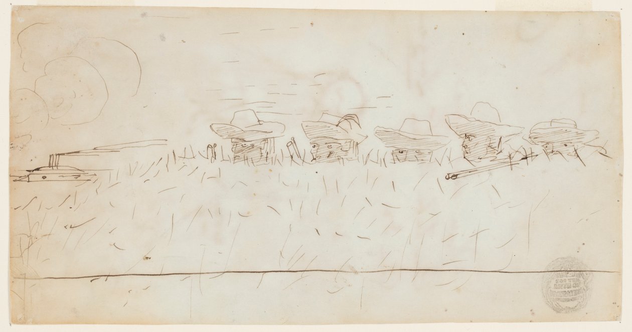 Hommes regardant par-dessus des travaux de terrassement - Winslow Homer