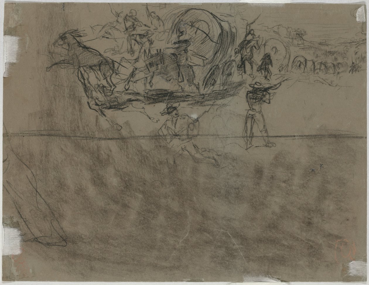 Escarmouche impliquant un convoi de wagons [verso], 1864 - Winslow Homer