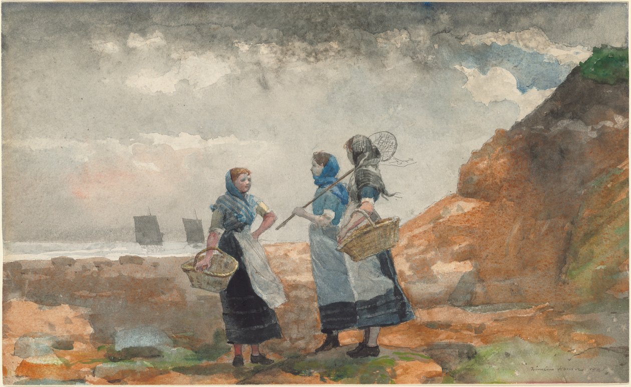 Trois filles de pêcheurs, Tynemouth - Winslow Homer