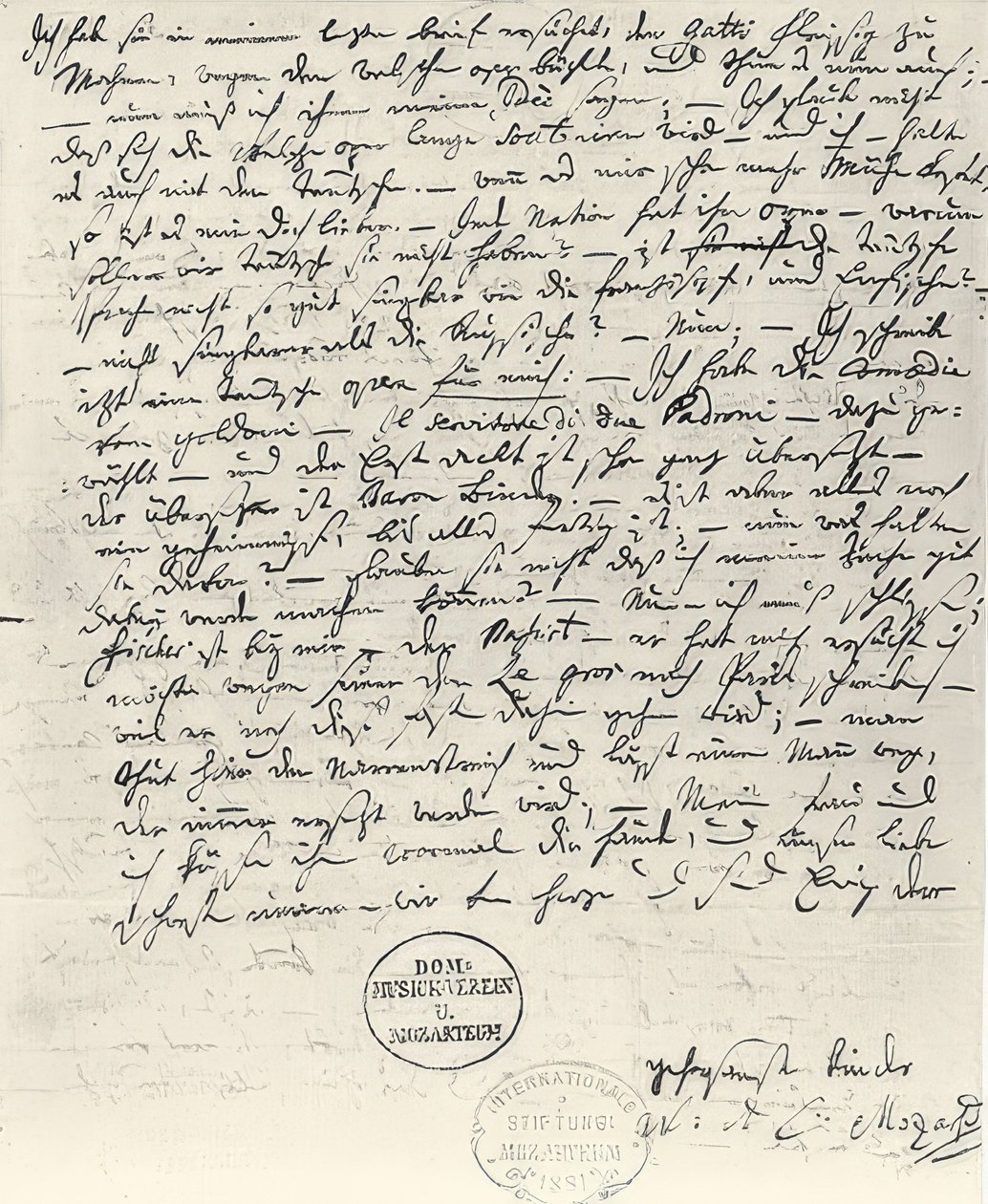 Lettre autographe de Wolfgang Amadeus Mozart - Wolfgang Amadeus Mozart