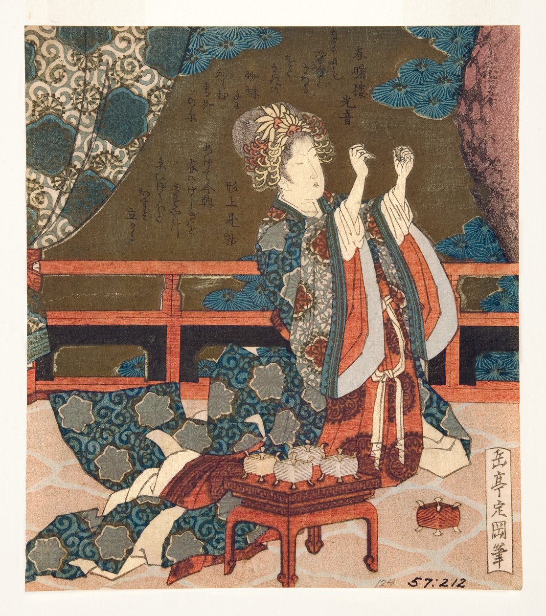 Femme chinoise examinant un fil, 1823-25 - Yashima Gakutei