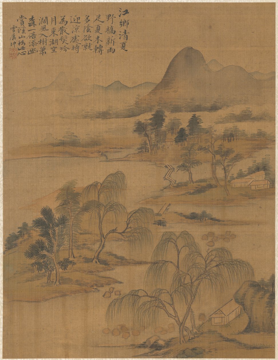 Village fluvial en plein été, 1775 - Zhai Dakun