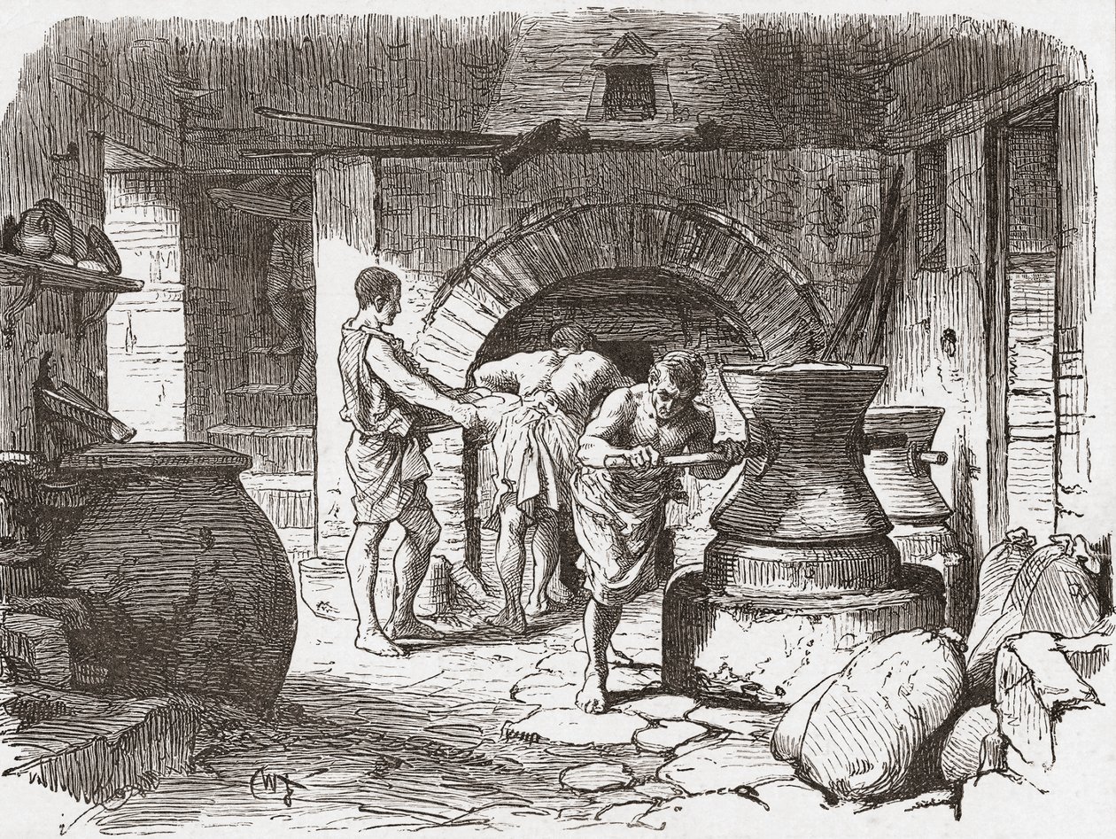Une boulangerie romaine, Pompéi, Italie - . .