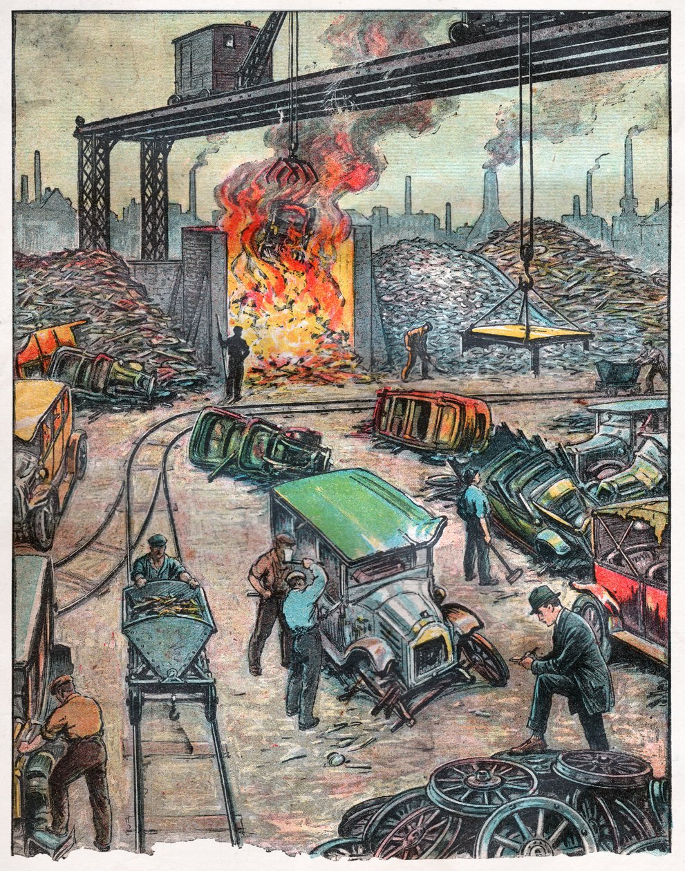 Décharge de voiture aux États-Unis, 1924 (illustration) - . .