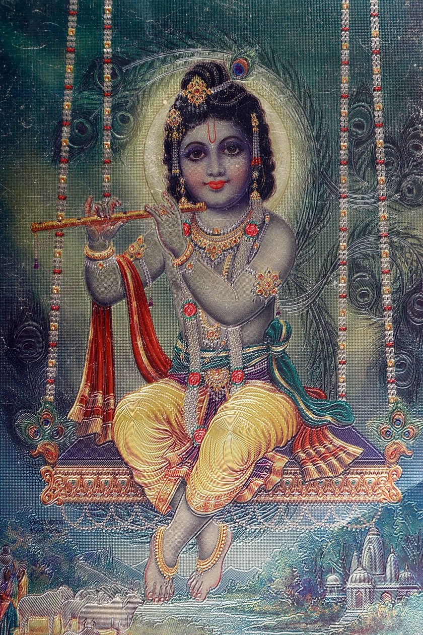 Seigneur Krishna avec flûte. Dieu hindou. - . .