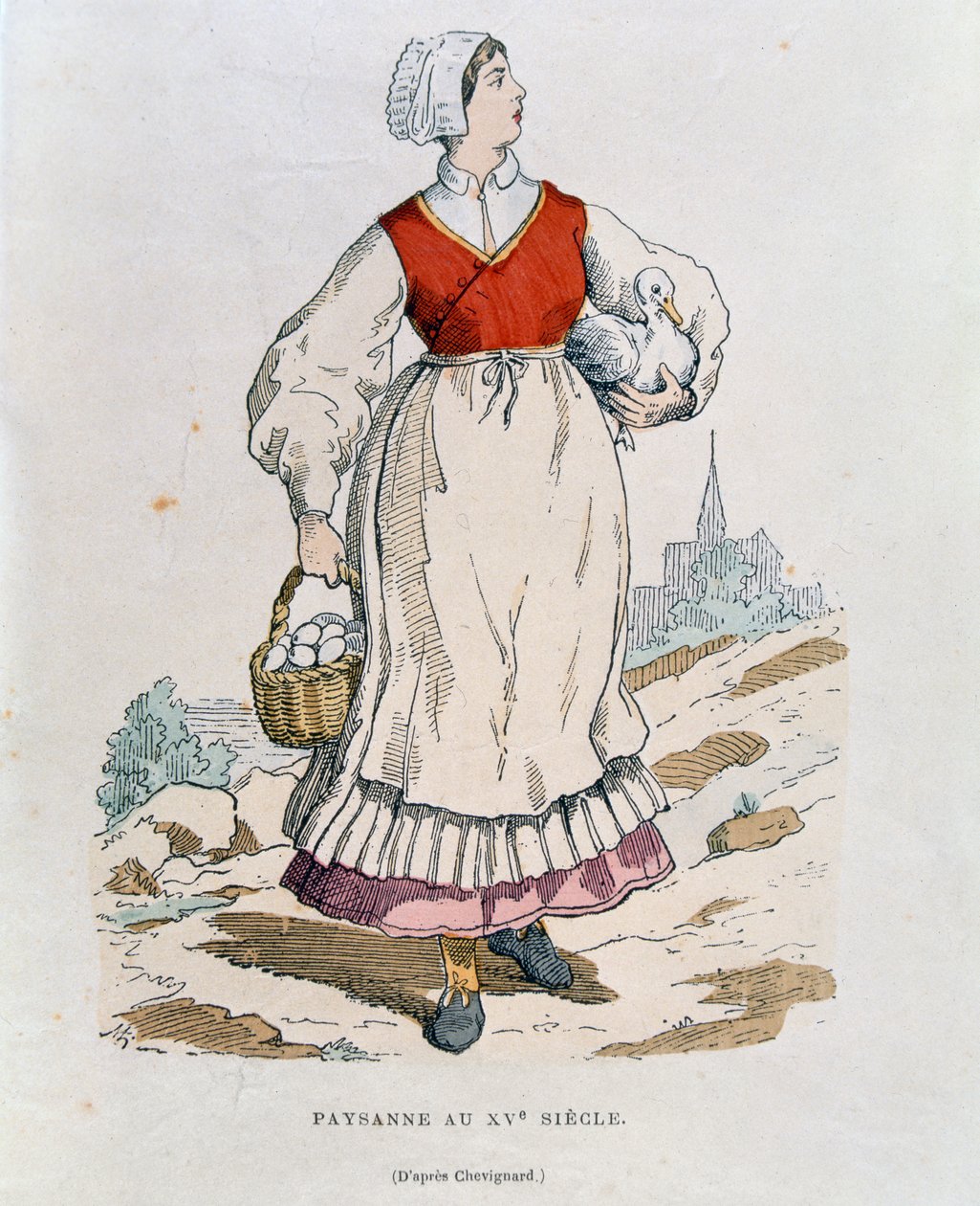 Paysanne française du 16ème siècle, illustration de 