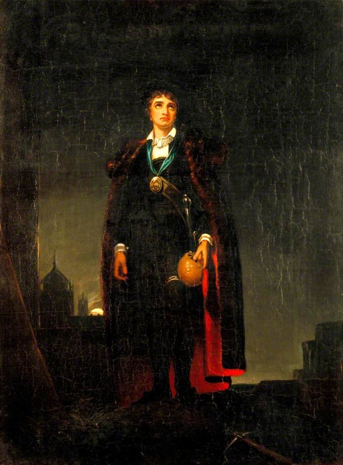 John Philip Kemble en Hamlet dans Hamlet de William Shakespeare - after Thomas Lawrence