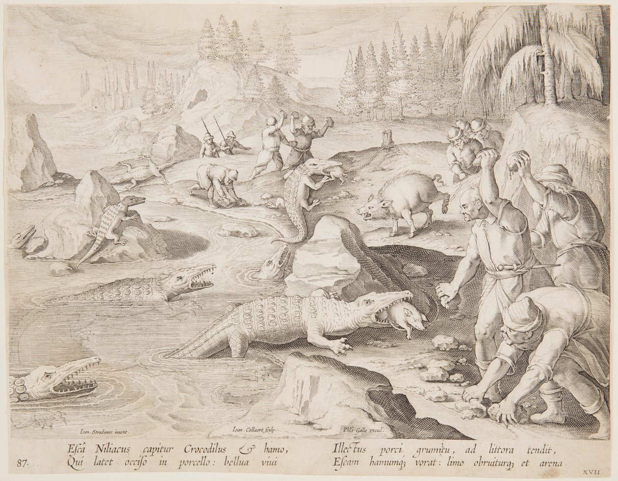 Chasse au crocodile - after Jan van der Straet, called Stradanus
