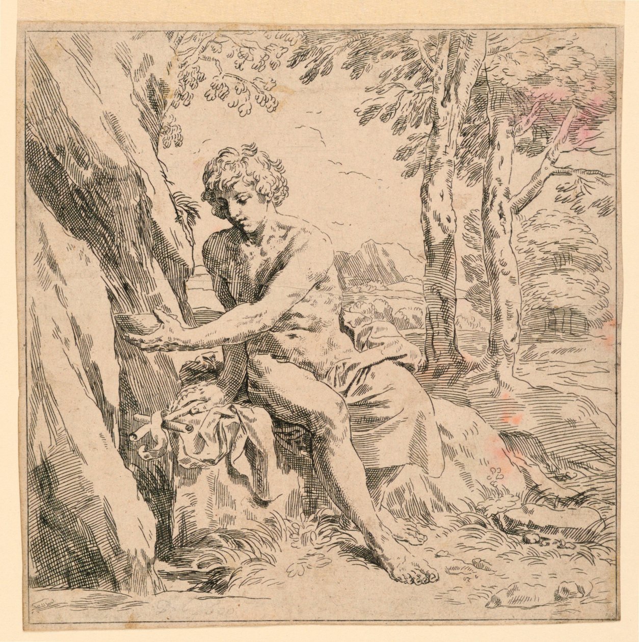 Saint Jean dans le désert - after Simone Cantarini