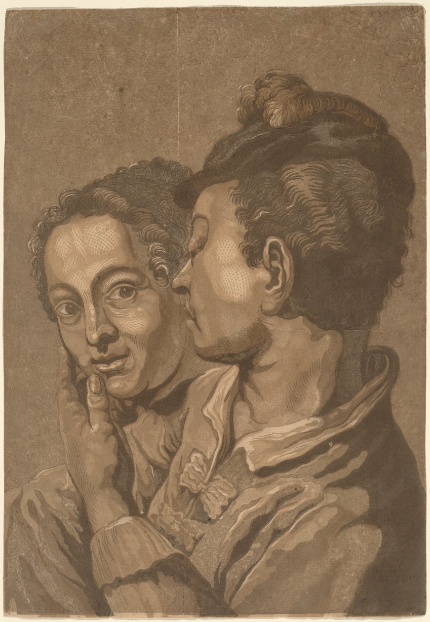 Deux amants - attributed to John Baptist Jackson, probably after Giovanni Battista Piazzetta