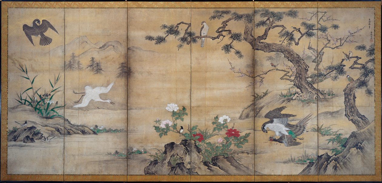 Oiseaux et fleurs - attributed to Kano Shōei