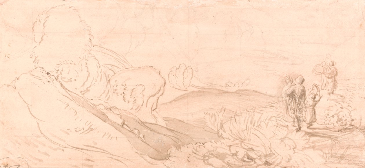Esquisse de paysage - attributed to Samuel Palmer