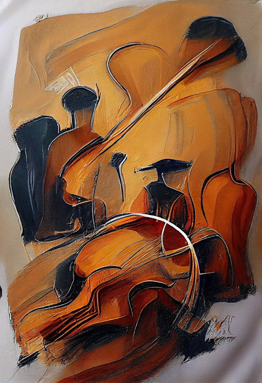 Abstrait numérique sur toile en brun profond - F. Abderrahim
