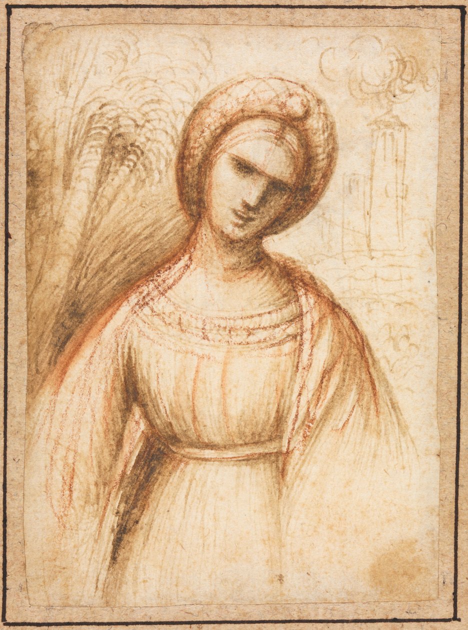 Dame dans un paysage (recto) - possibly by Dosso Dossi