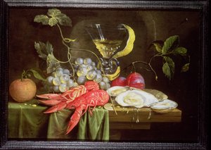 Nature morte avec homard, huîtres et fruits