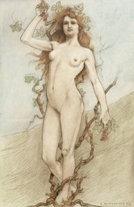 Nu féminin avec des raisins