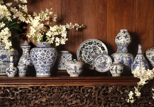 Porcelaine bleue et blanche