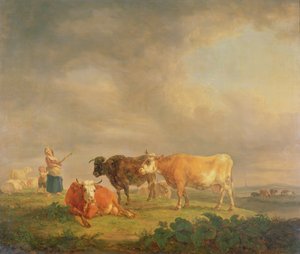 Bétail paissant dans un paysage, vers 1820