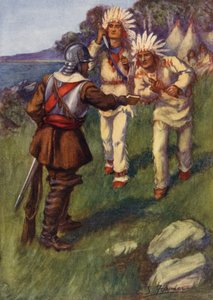 Miles Standish traitant avec les Indiens