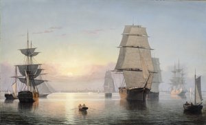 Port de Boston, coucher de soleil, 1850-55