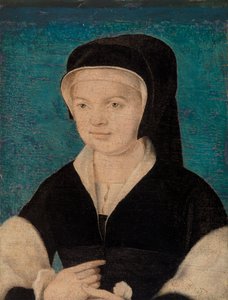 Tête de femme sur fond bleu