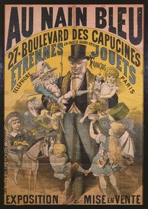 Affiche publicitaire pour Au Nain Bleu, vers 1890