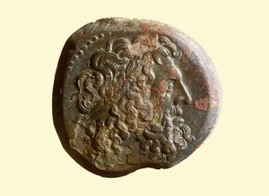 Monnaie hellénistique avec la tête de Zeus