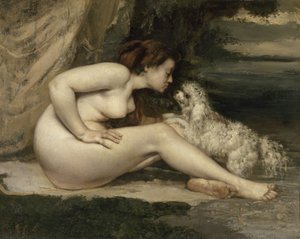 Femme nue avec un chien