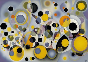 abstrait : argent-jaune_cercles 1