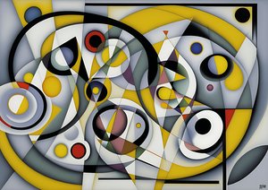 abstrait : argent-jaune_cercles 3