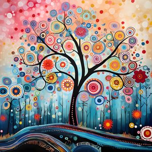 arbre dans le jardin de fleurs 1