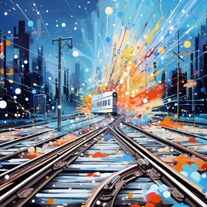 une peinture abstraite pleine de fantaisie, photographie de rails 1