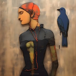 Poupée en bois et oiseau 2