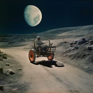 scarabée lunaire, paysage lunaire avec cratères 2