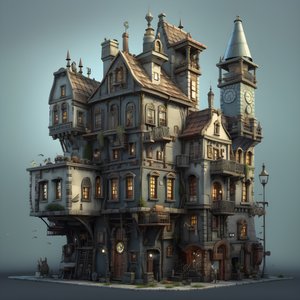 Un pâté de maisons avec un bâtiment et un escalier en pierre 3