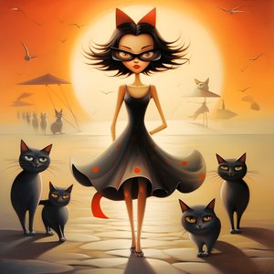 Femme chat folle en robe 3