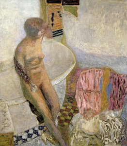 Nu près de la baignoire