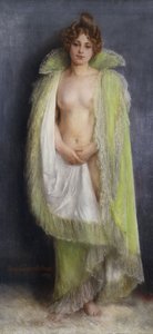 Un nu avec un manteau vert