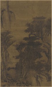 Paysage avec temple et voyageurs