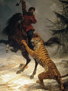 Tigre de Sibérie attaquant un cosaque