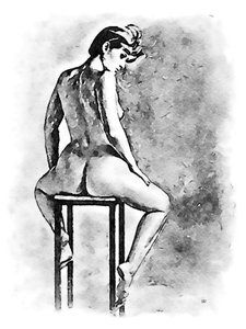 Femme nue sur un tabouret de bar