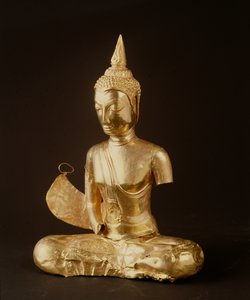 Bouddha assis en méditation (bras manquants) (or)