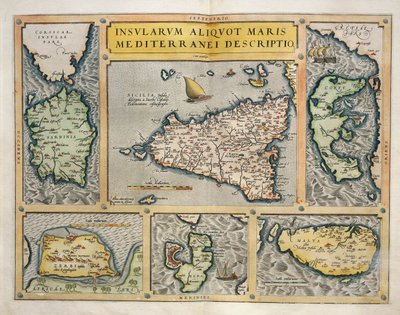 Carte des îles méditerranéennes - Abraham Ortelius