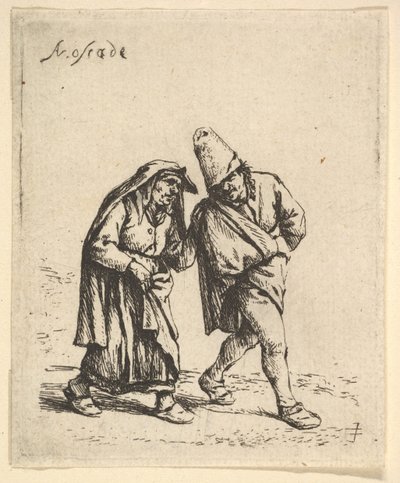 Homme et femme marchant - Adriaen Jansz. van Ostade