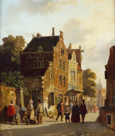 Figures dans une rue animée - Adrianus Eversen