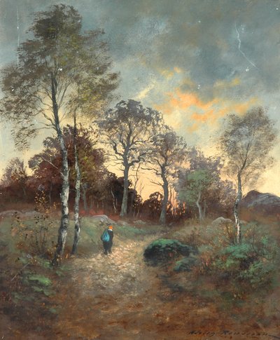 Figure marchant dans un bois - Adrien Rousseau