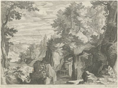 Paysage de montagne avec un ermite - Egidius  Sadeler (II)