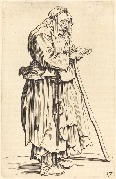 Mendiante recevant la charité - After Jacques Callot