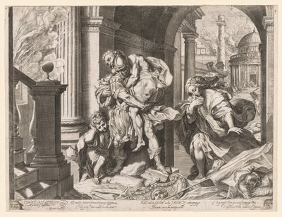 Énée et sa famille fuyant Troie - Agostino Carracci